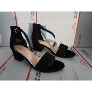 Sugar Womens Size 6 Noelle Black Micro Heel Open Toe Ankle Strap Shoes #T6